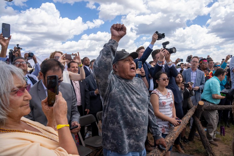 Supporters cheer as President Biden signs the proclamation. A June 2023 poll showed that 75% of Arizona voters support the new monument.