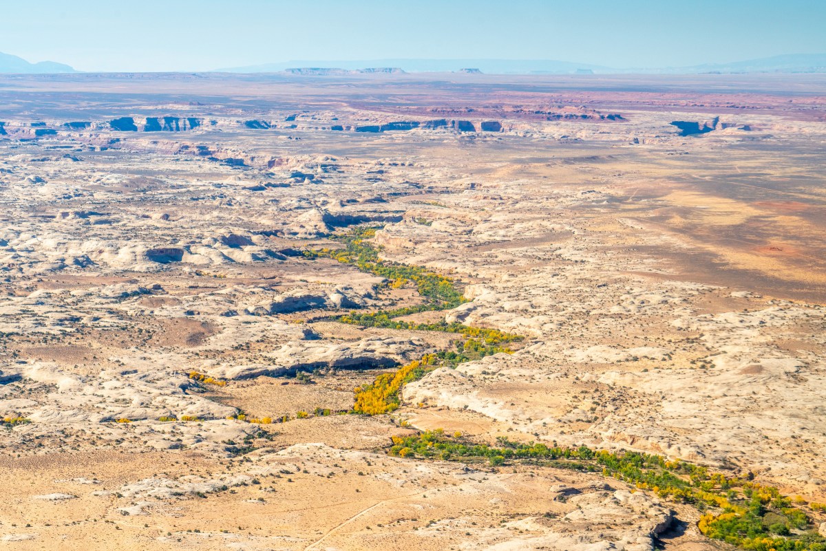 A view of the expansive Labyrinth Rims and Gemini Bridges area, which is managed by the Bureau of Land Management for a variety of uses.