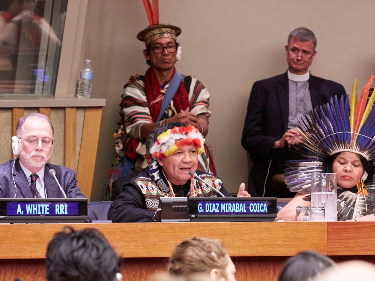 José Gregorio Díaz Mirabal, General Coordinator of the Indigenous Organizations of the Amazon Basin (COICA) speaks at the United Nations Permanent Forum of Indigenous Issues.