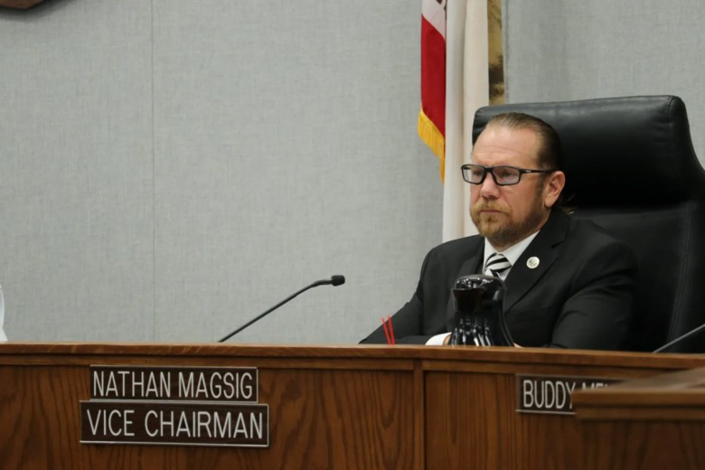 Supervisor Nathan Magsig at a Sept. 19 Board of Supervisors meeting. He proposed a resolution to amend the county charter to state the supervisors have power over the names of streets, locations and geographic features.