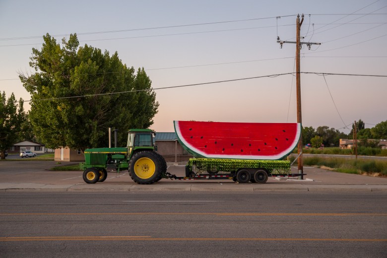 A float constructed for Green River’s Melon Days in 1960 sits on Main Street the morning of the parade.