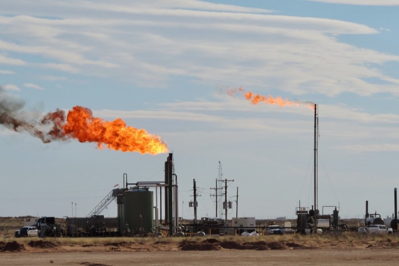 This massive flare and the black smoke coming from the flare stack in New Mexico’s Permian Basin is a sign, according to Wild Earth Guardians, that the flare is not working appropriately and polluting above permitted emission limits.