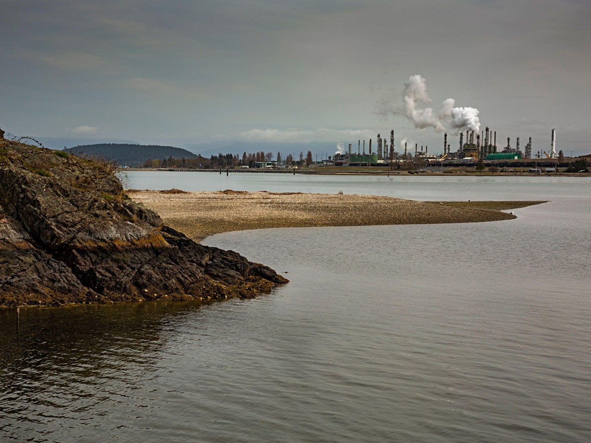 An oil refinery on Puget Sound near Anacortes, Washington.