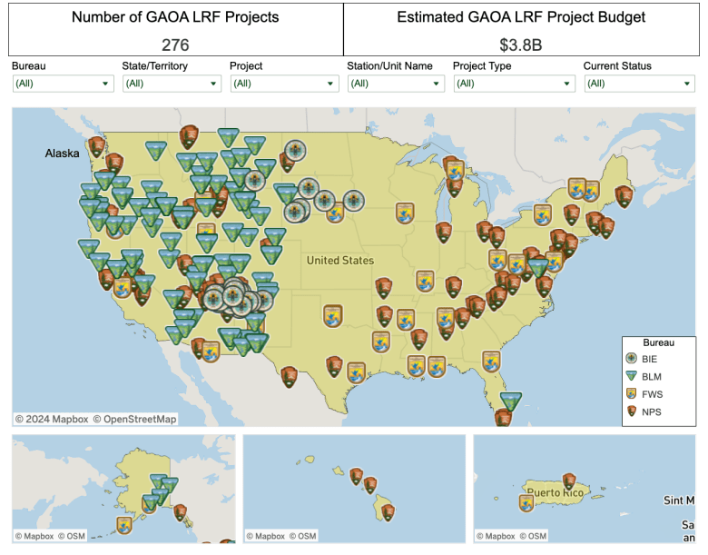 Great American Outdoors Act funding map