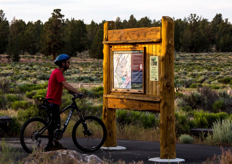 A trailhead at the 32,000-acre Cline Buttes Recreation Area in central Oregon.