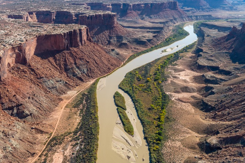 A view of Labyrinth Canyon from above. While the west side of the canyon has been designated as wilderness by Congress, the east side has been open to over a 1,000 miles of motorized vehicle routes. BLM’s new plan closes routes near the canyon rims and sensitive riparian areas.