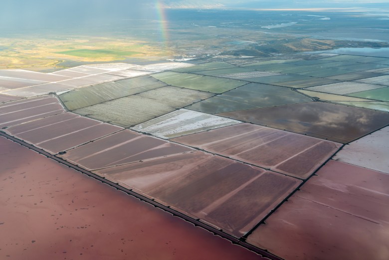 Evaporation ponds along the Great Salt Lake.