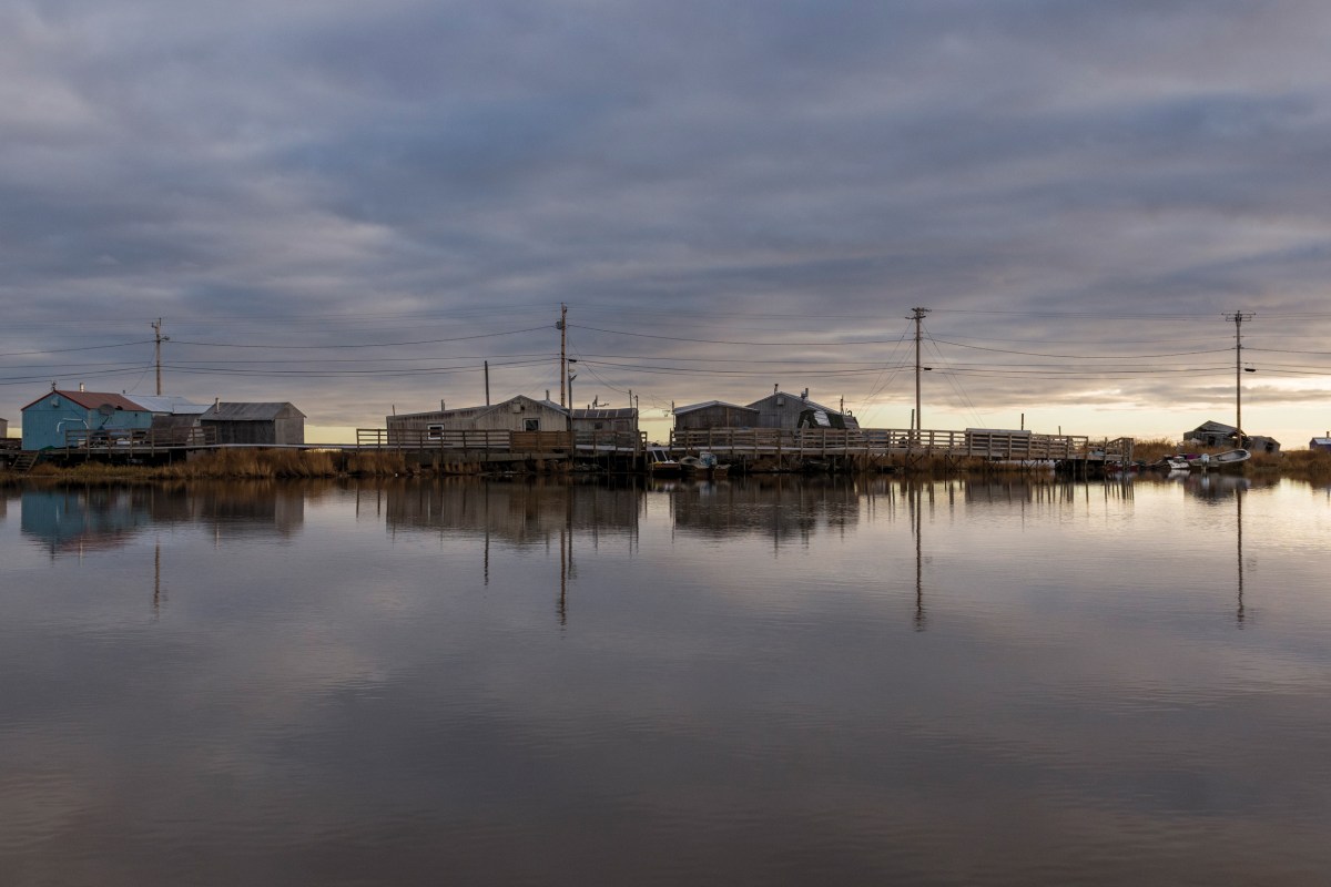 Infrastructure on the Akiuk side of Kasigluk, Alaska, is surrounded by water and vulnerable to flooding, permafrost thaw  and erosion.