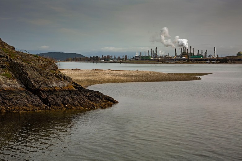 An oil refinery on Puget Sound near Anacortes, Washington.